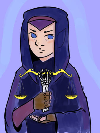 DnD Character, half-elf, female, cleric.